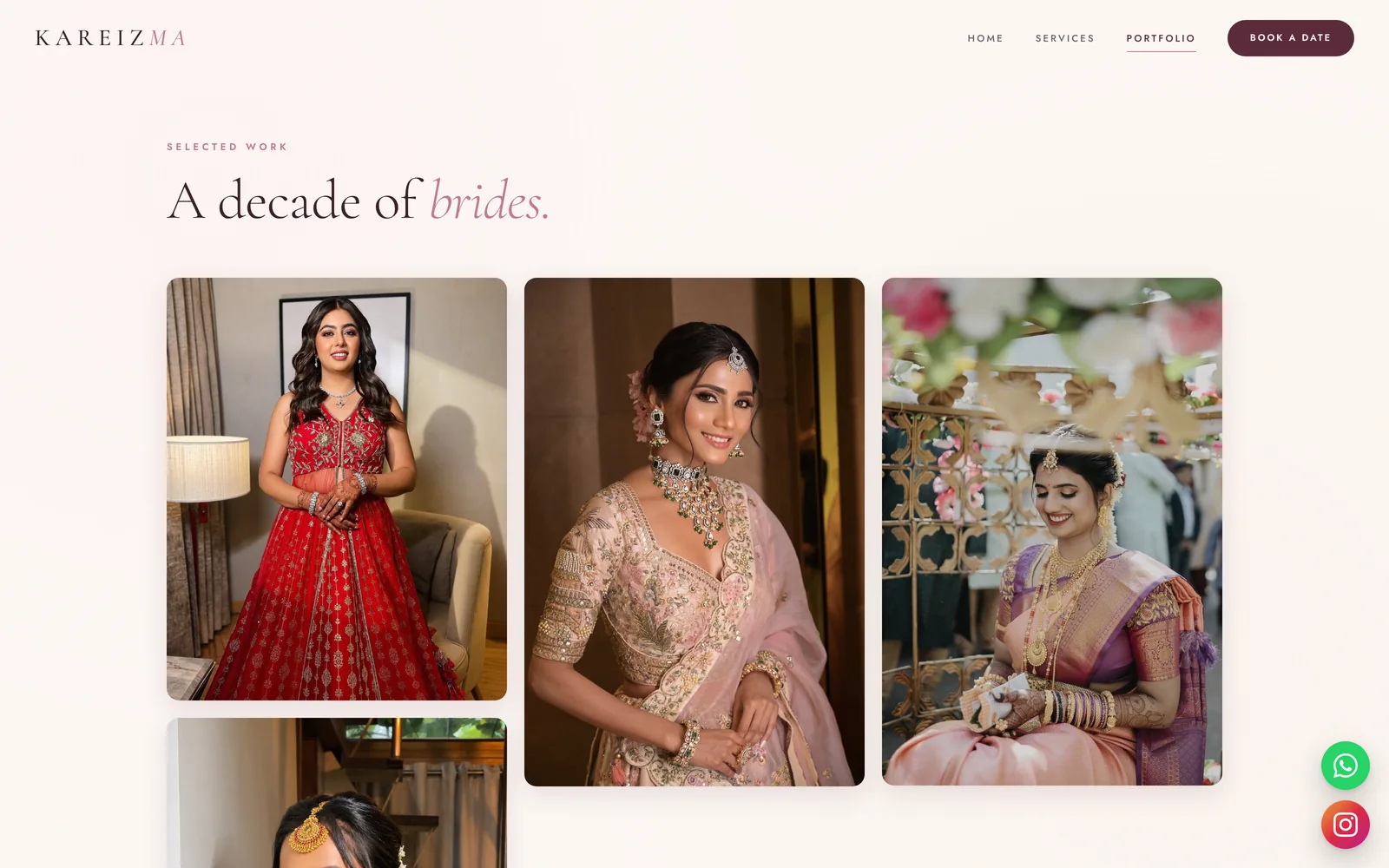 The Portfolio page of a website we built for a client