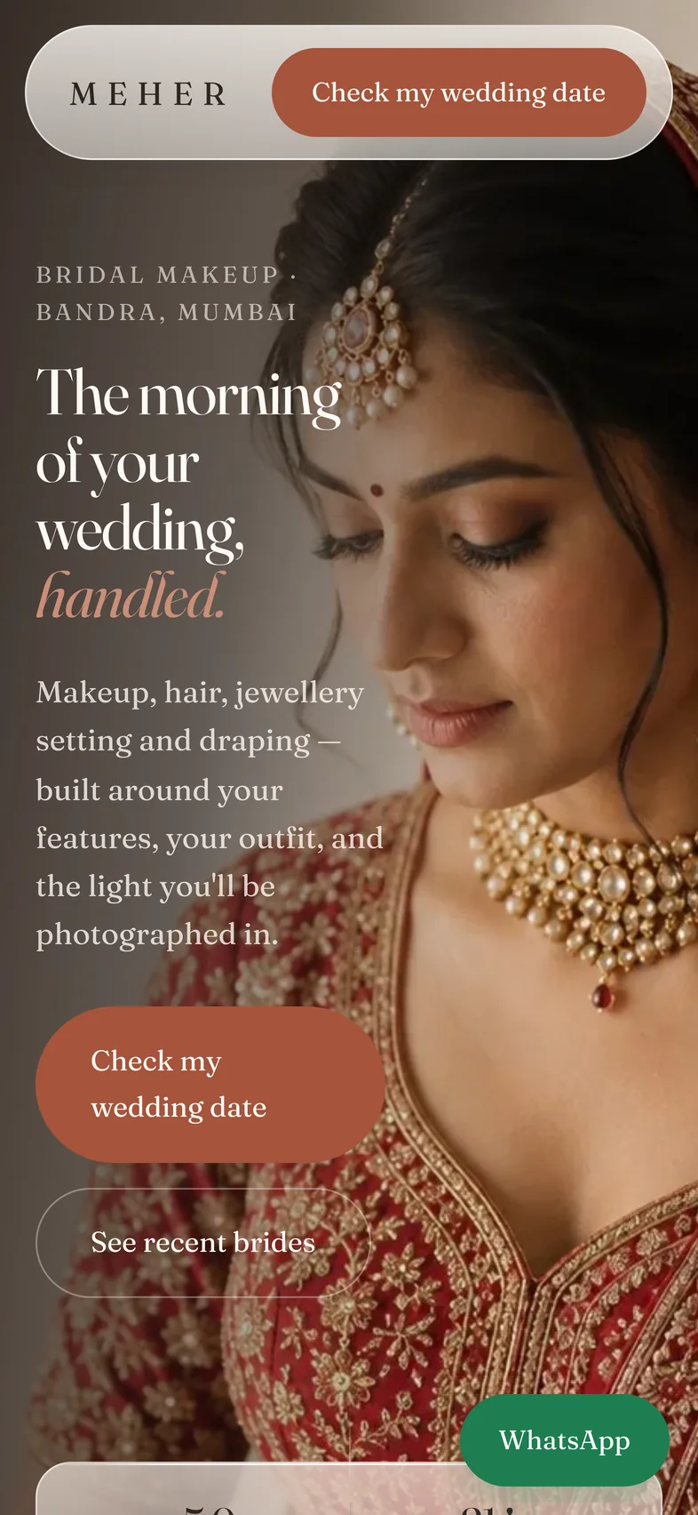 The Meher concept site, shown on a phone
