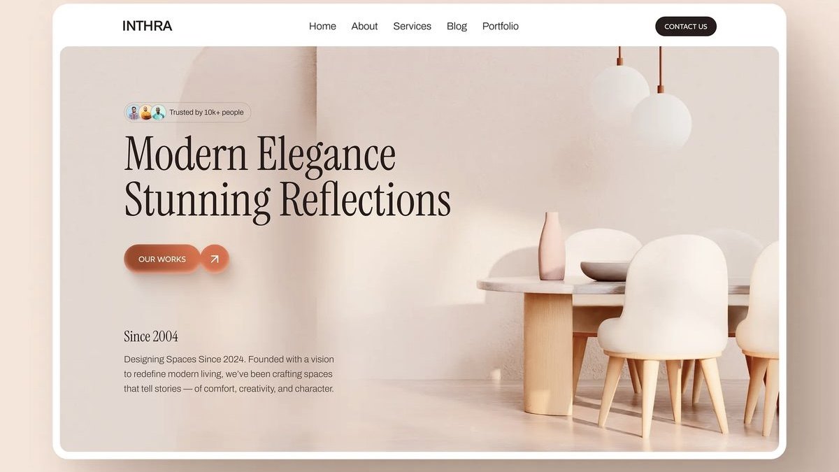 Warm minimal website design