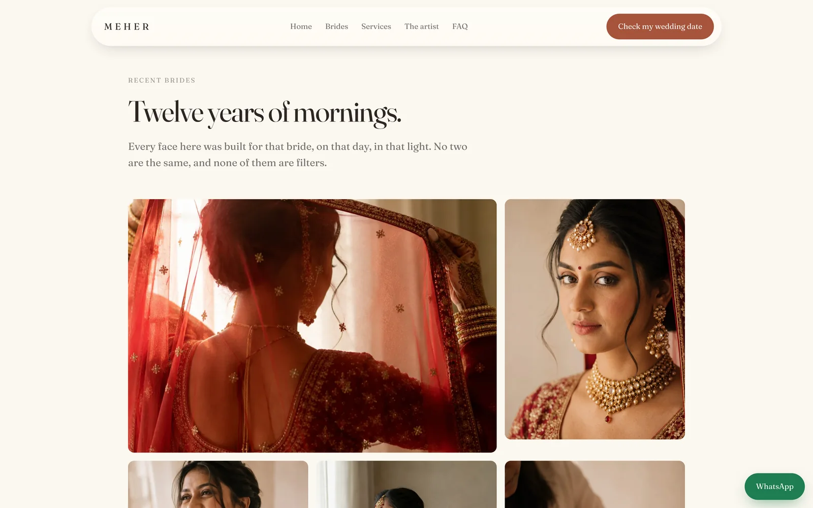 The Brides page of a concept site we designed