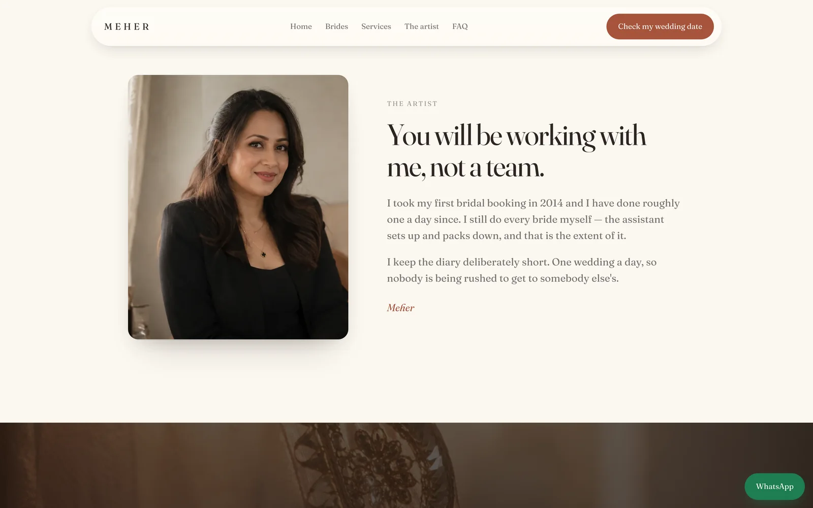 The The artist page of a concept site we designed